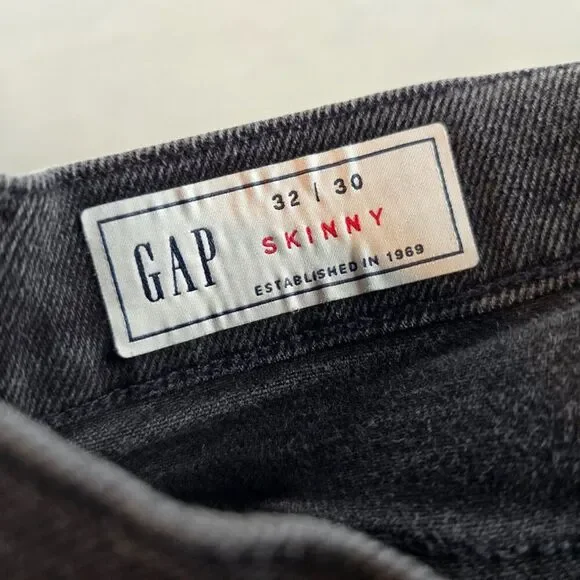 GAP Jeans Mens 32x30 Black Gray Skinny Stretch Denim Casual Modern Rocker Skater - Picture 7 of 10